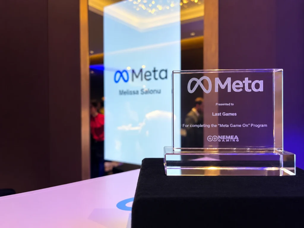 Last Games’e Meta Game On programını tamamladığı için verilen plaket, 2024.